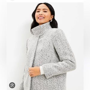 Loft Herringbone Funnel Neck Coat